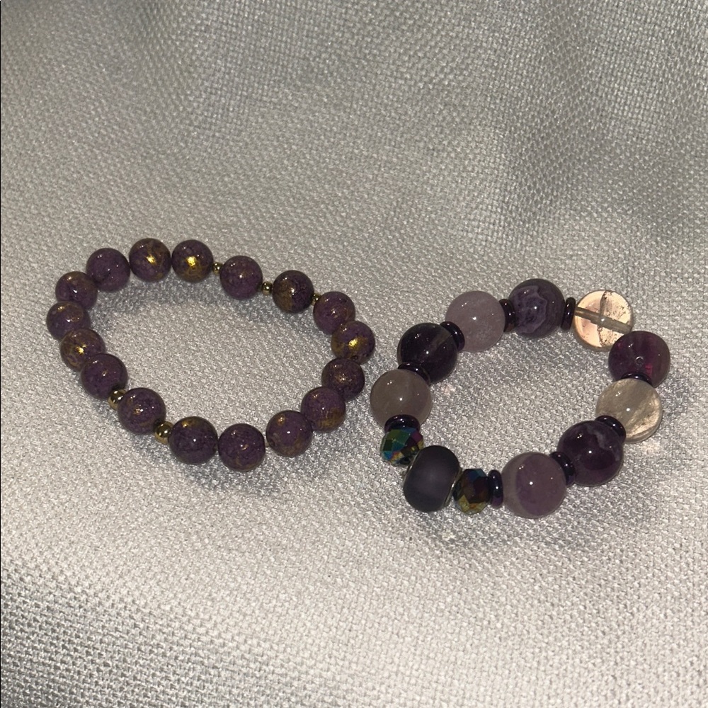 Elegant Purple Beaded Bracelet Set
